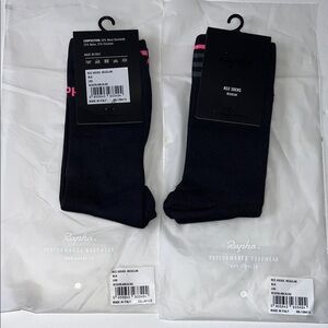 NWT Rapha Men's Black and Pink Merino Regular RCC Socks Large